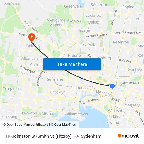 19-Johnston St/Smith St (Fitzroy) to Sydenham map