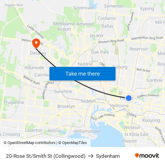 20-Rose St/Smith St (Collingwood) to Sydenham map