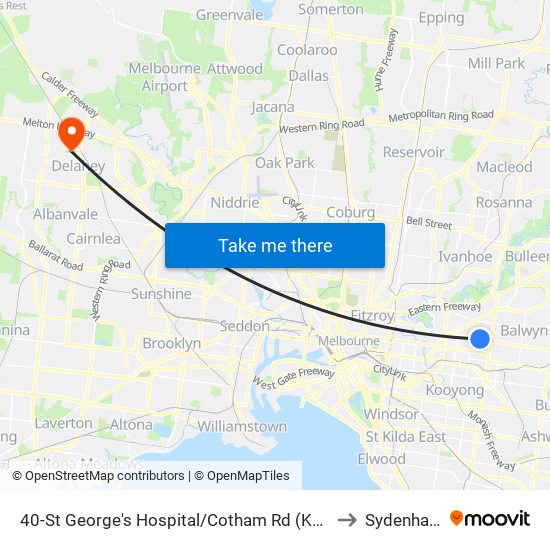 40-St George's Hospital/Cotham Rd (Kew) to Sydenham map