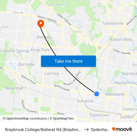 Braybrook College/Ballarat Rd to Sydenham map