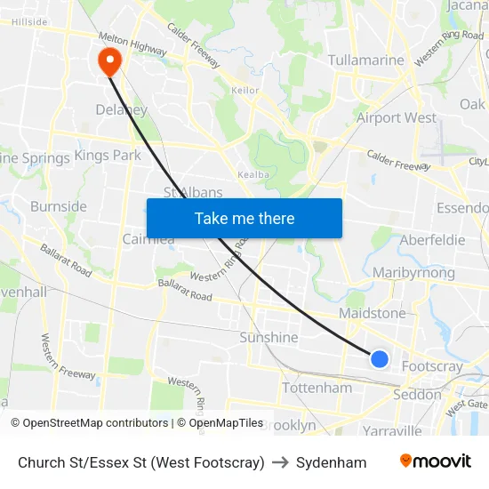Church St/Essex St to Sydenham map