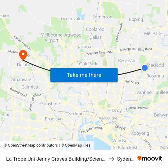 La Trobe Uni Jenny Graves Building/Science Dr to Sydenham map