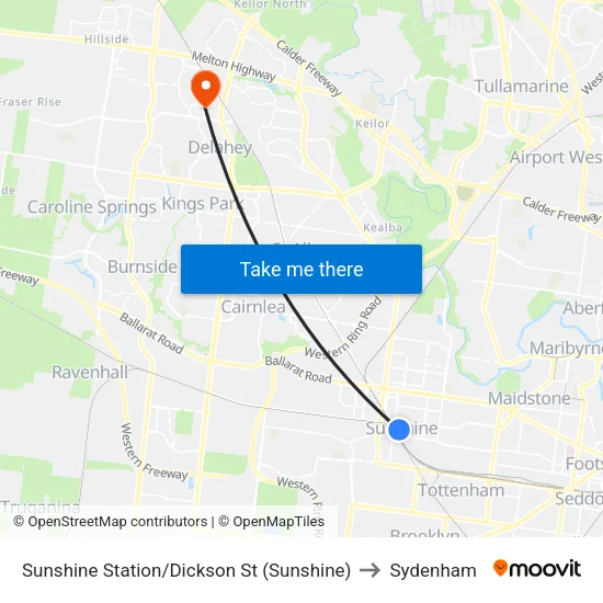 Sunshine Station/Dickson St to Sydenham map