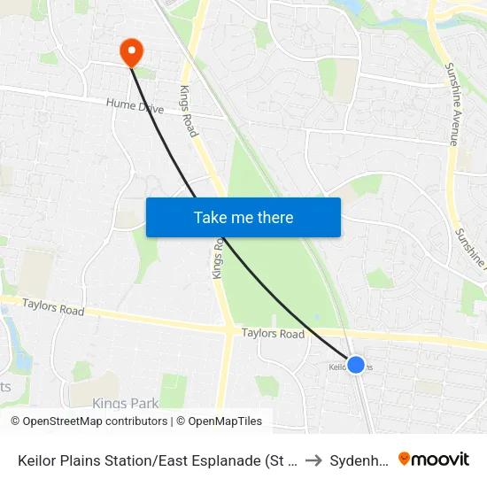 Keilor Plains Station/East Esplanade to Sydenham map