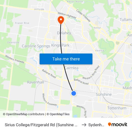 Sirius College/Fitzgerald Rd (Sunshine West) to Sydenham map