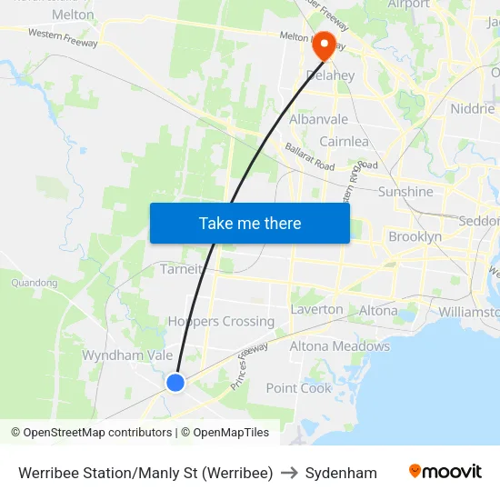Werribee Station/Manly St to Sydenham map