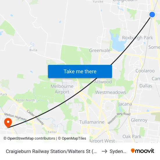 Craigieburn Station/Walters St to Sydenham map