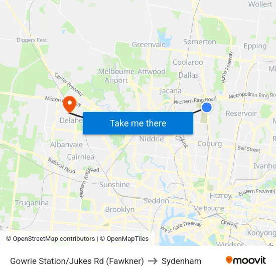 Gowrie Station/Jukes Rd to Sydenham map
