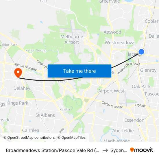 Broadmeadows Station/Pascoe Vale Rd to Sydenham map