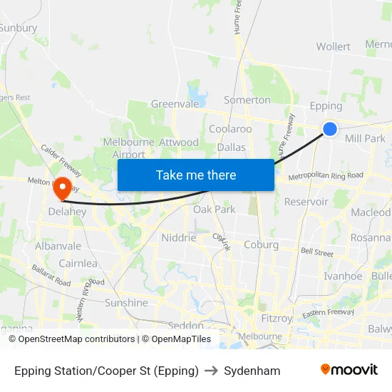 Epping Station/Cooper St to Sydenham map
