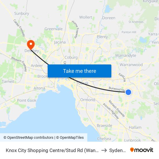 Knox City Shopping Centre/Stud Rd (Wantirna South) to Sydenham map