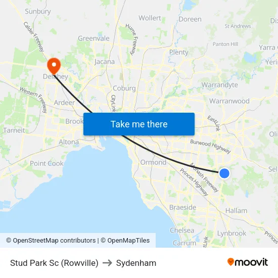 Stud Park Sc to Sydenham map