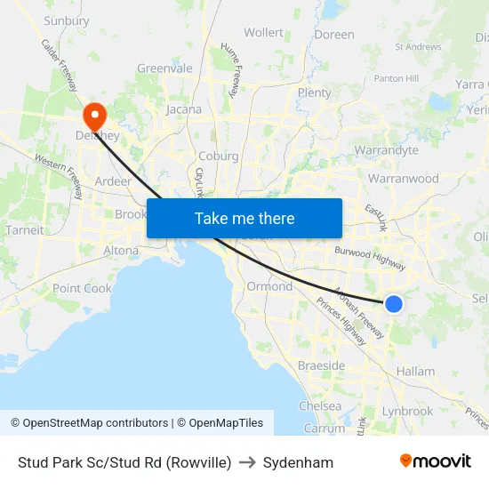 Stud Park Sc/Stud Rd to Sydenham map