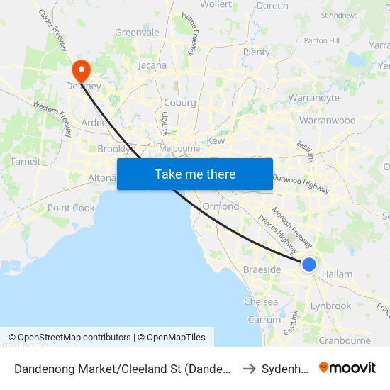 Dandenong Market/Cleeland St (Dandenong) to Sydenham map