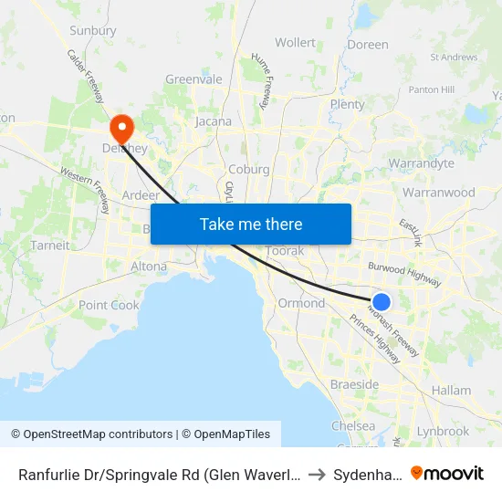 Ranfurlie Dr/Springvale Rd to Sydenham map