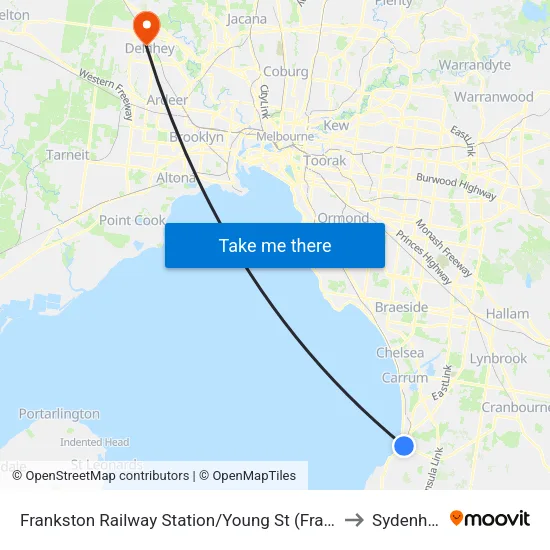 Frankston Railway Station/Young St to Sydenham map