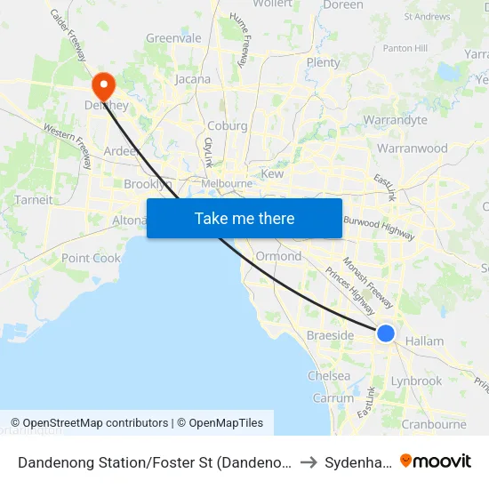 Dandenong Station/Foster St to Sydenham map