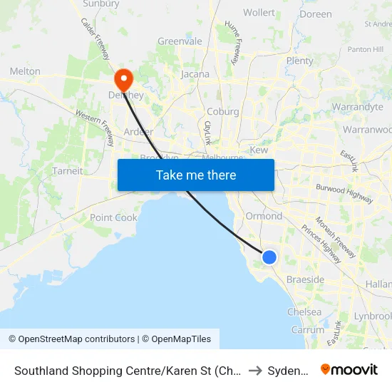 Southland Shopping Centre/Karen St to Sydenham map