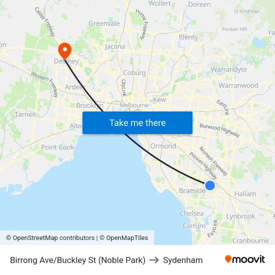 Birrong Ave/Buckley St to Sydenham map
