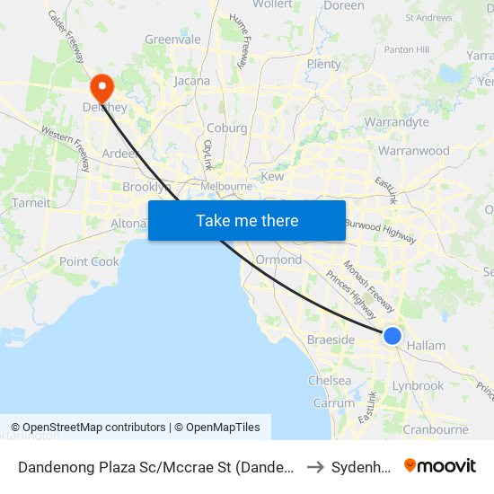 Dandenong Plaza Sc/Mccrae St (Dandenong) to Sydenham map