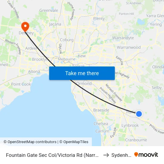 Fountain Gate Sec Col/Victoria Rd to Sydenham map