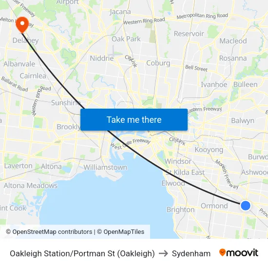 Oakleigh Station/Portman St to Sydenham map