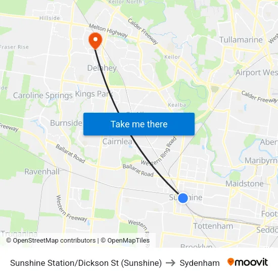 Sunshine Station/Dickson St to Sydenham map