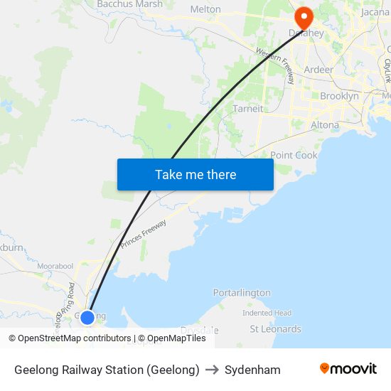 Geelong Railway Station (Geelong) to Sydenham map