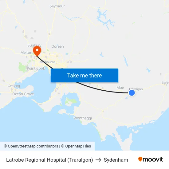 Latrobe Regional Hospital to Sydenham map