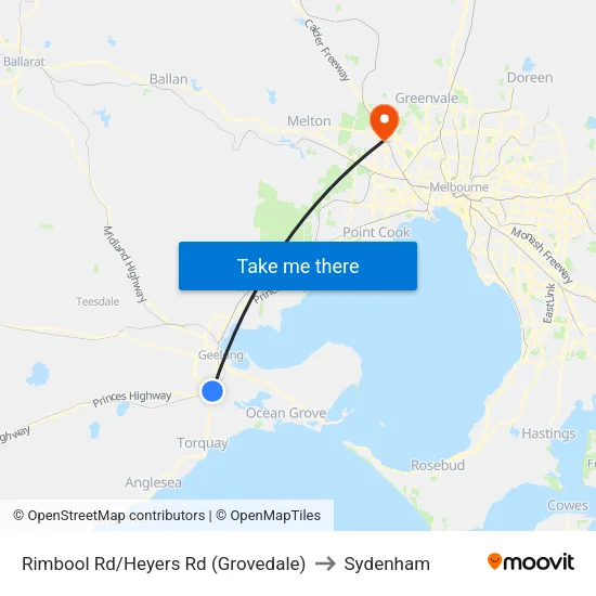 Rimbool Rd/Heyers Rd to Sydenham map