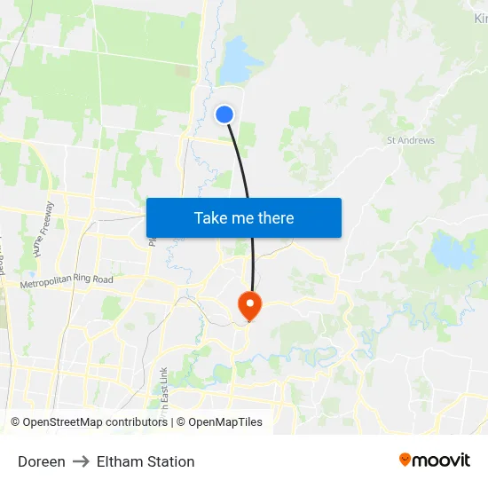 Doreen to Eltham Station map