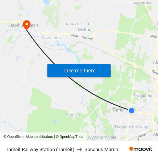 Tarneit Railway Station (Tarneit) to Bacchus Marsh map