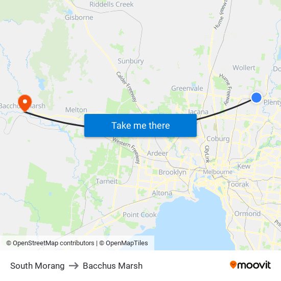 South Morang to Bacchus Marsh map