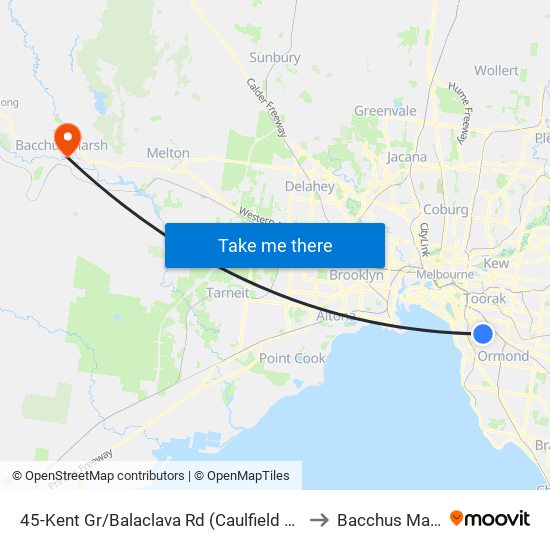 45-Kent Gr/Balaclava Rd (Caulfield North) to Bacchus Marsh map