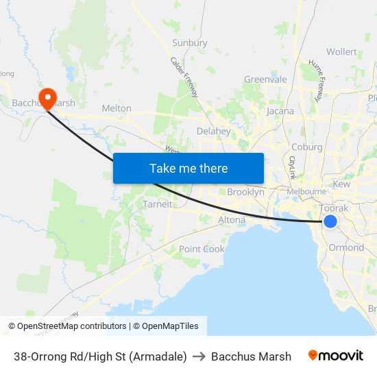 38-Orrong Rd/High St (Armadale) to Bacchus Marsh map