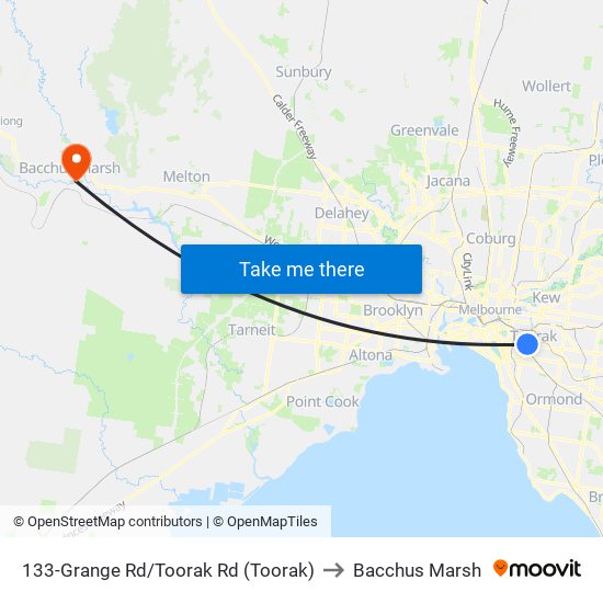 133-Grange Rd/Toorak Rd (Toorak) to Bacchus Marsh map