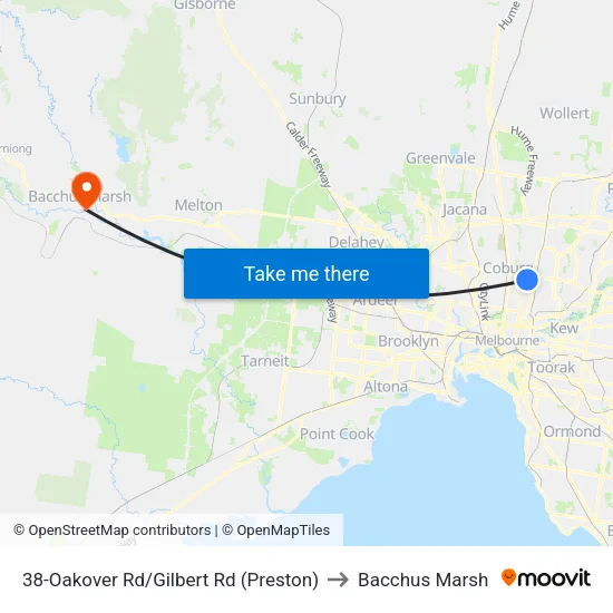 Oakover Rd/Gilbert Rd #38 to Bacchus Marsh map