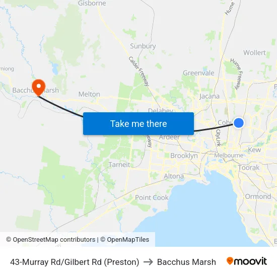 Murray Rd/Gilbert Rd #43 to Bacchus Marsh map