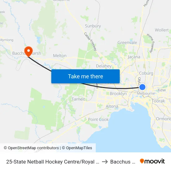 State Netball Hockey Centre/Royal Park #25 to Bacchus Marsh map