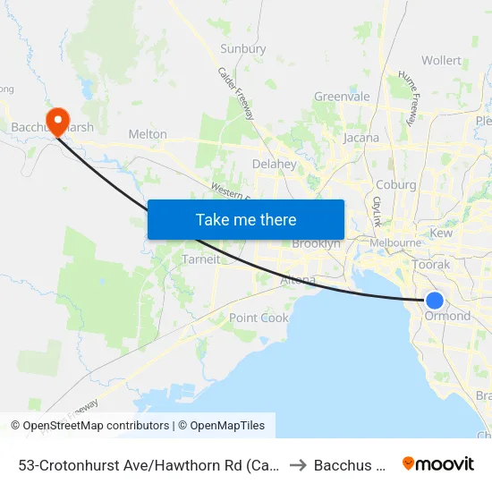 Crotonhurst Ave/Hawthorn Rd #53 to Bacchus Marsh map