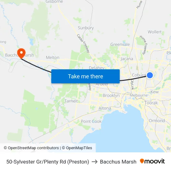 Sylvester Gr/Plenty Rd #50 to Bacchus Marsh map