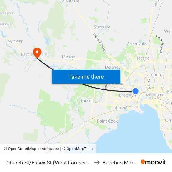 Church St/Essex St to Bacchus Marsh map