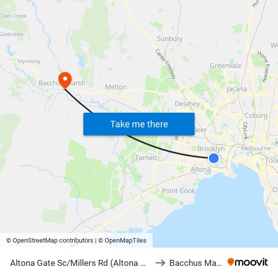 Altona Gate Sc/Millers Rd (Altona North) to Bacchus Marsh map