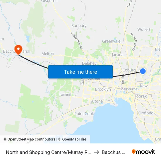 Northland Shopping Centre/Murray Rd to Bacchus Marsh map