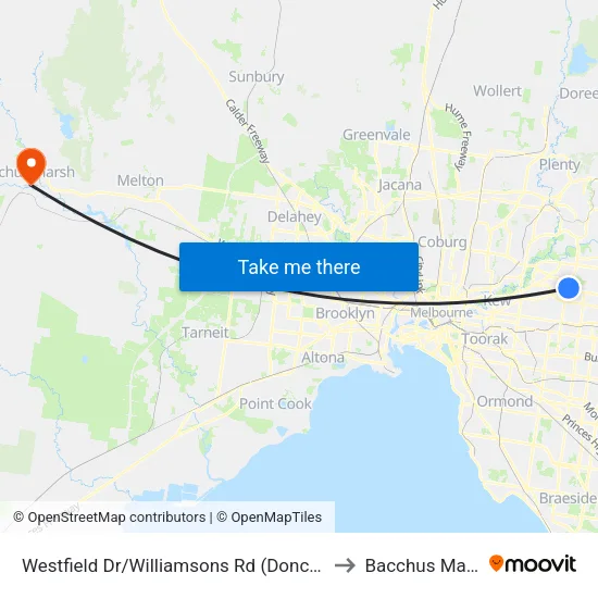 Westfield Dr/Williamsons Rd to Bacchus Marsh map