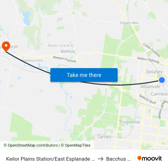 Keilor Plains Station/East Esplanade to Bacchus Marsh map