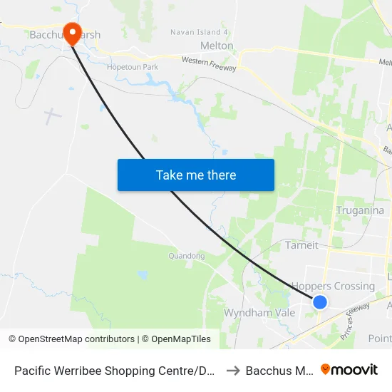 Pacific Werribee Shopping Centre/Derrimut Rd to Bacchus Marsh map