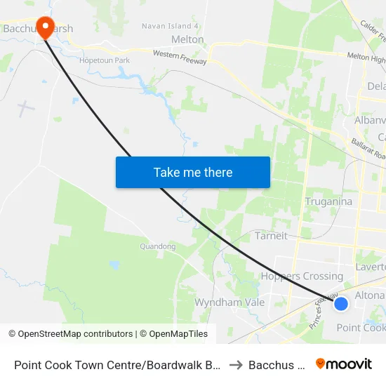 Point Cook Shopping Centre/Boardwalk Bvd to Bacchus Marsh map