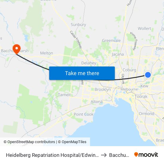 Heidelberg Repatriation Hospital/Edwin St (Heidelberg Heights) to Bacchus Marsh map