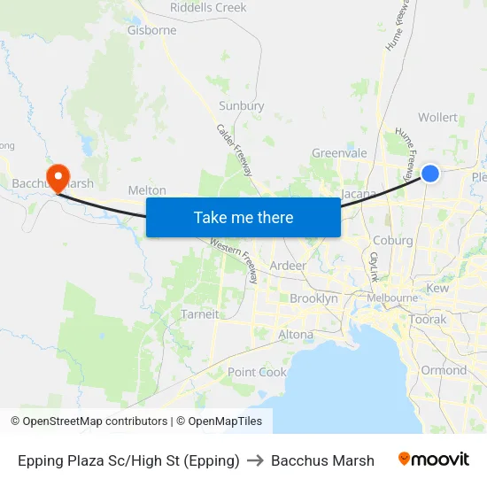 Epping Plaza Sc/High St to Bacchus Marsh map